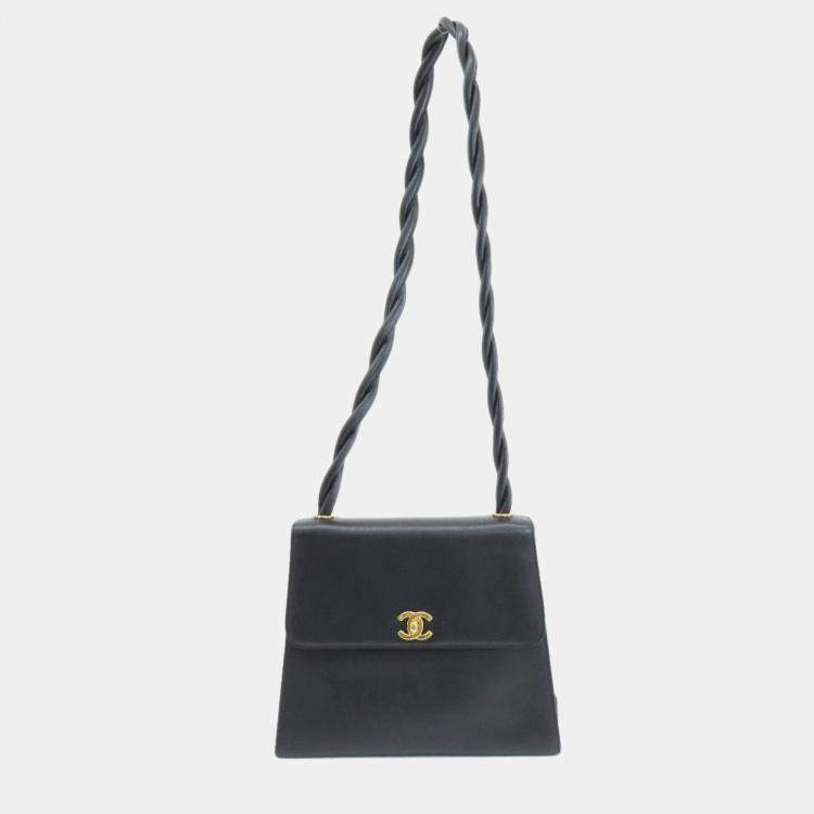 Pre Owned Chanel Black Caviar Leather Classic Twisted Strap Shoulder Bag