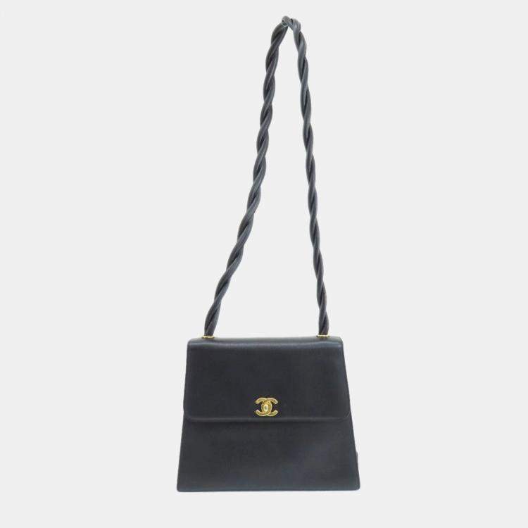 Pre Owned Chanel Black Caviar Leather Classic Twisted Strap Shoulder Bag