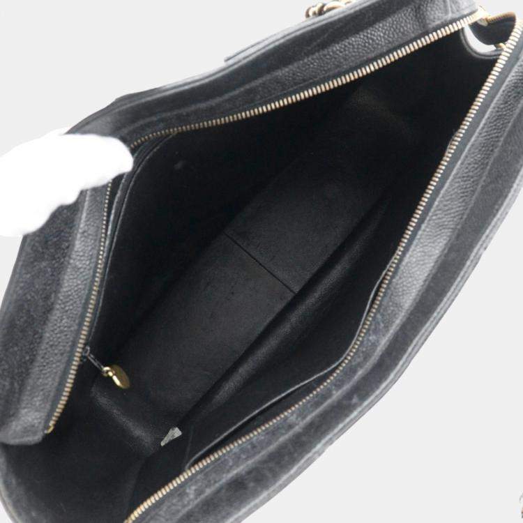 Pre Owned Chanel Black Caviar Leather Quilted Chain Shoulder Bag