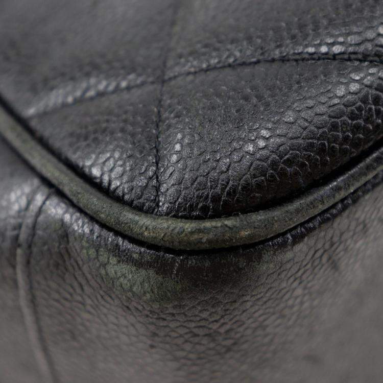 Pre Owned Chanel Black Caviar Leather Quilted Chain Shoulder Bag