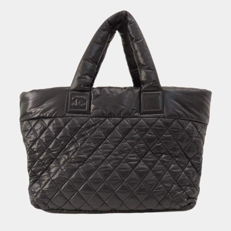 Pre Owned Chanel Black Quilted Nylon Medium Coco Cocoon Reversible Tote Bag