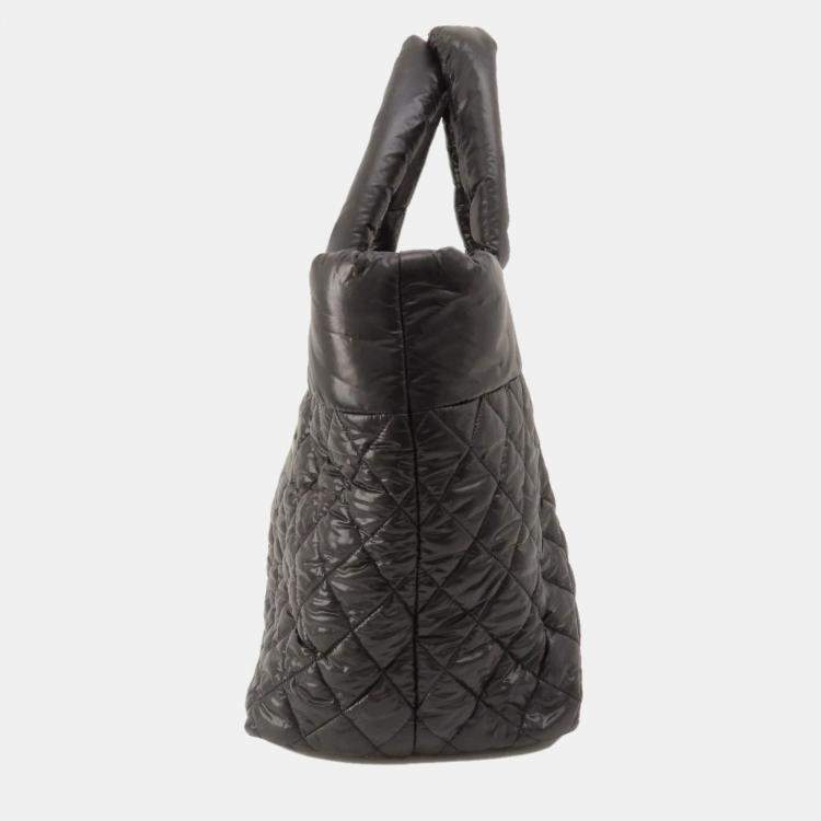Pre Owned Chanel Black Quilted Nylon Medium Coco Cocoon Reversible Tote Bag