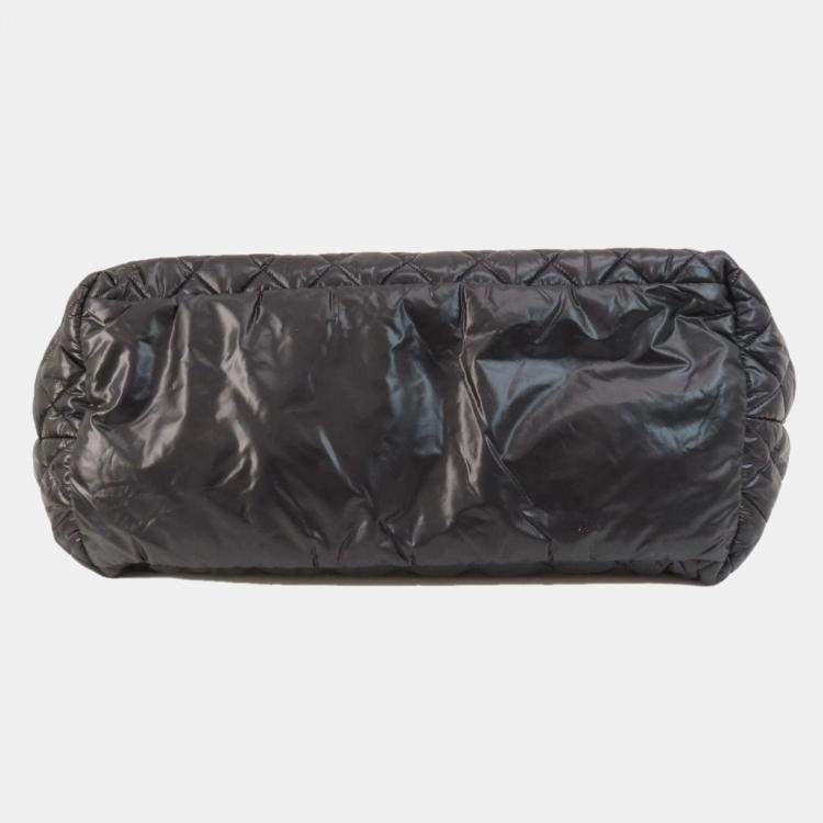 Pre Owned Chanel Black Quilted Nylon Medium Coco Cocoon Reversible Tote Bag