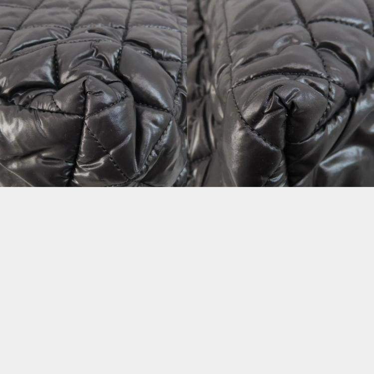 Pre Owned Chanel Black Quilted Nylon Medium Coco Cocoon Reversible Tote Bag