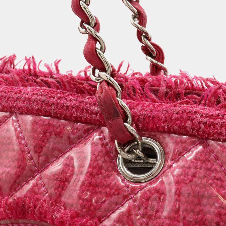 Pre Owned Chanel Pink PVC and Tweed Funny Tote Bag