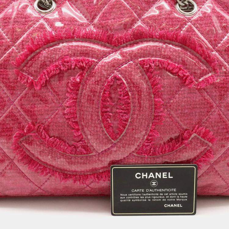 Pre Owned Chanel Pink PVC and Tweed Funny Tote Bag
