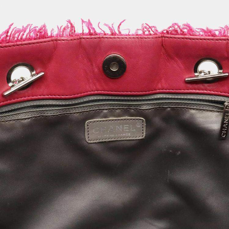 Pre Owned Chanel Pink PVC and Tweed Funny Tote Bag