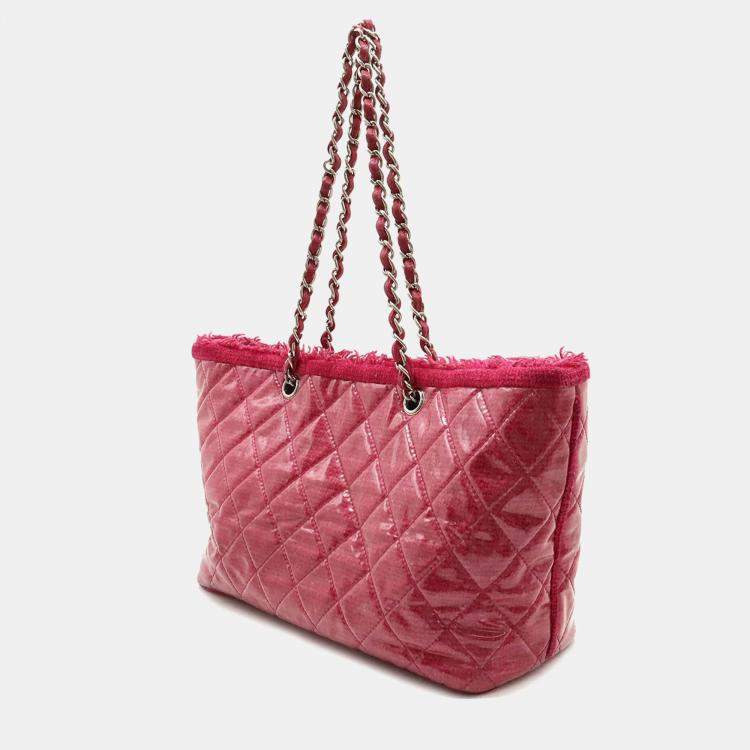 Pre Owned Chanel Pink PVC and Tweed Funny Tote Bag