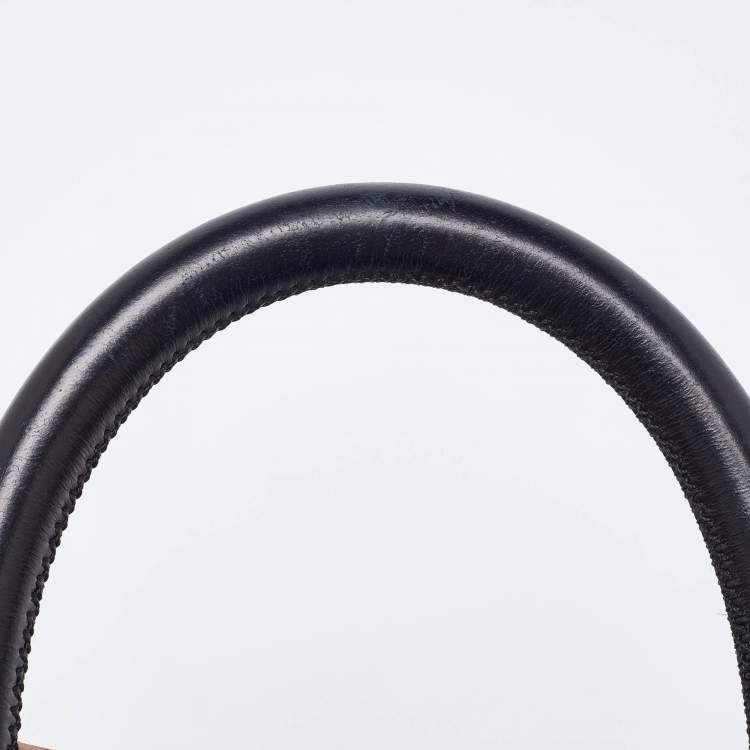 Pre Owned Chanel Black Chevron Glazed Leather Mini Coco Top Handle Bag