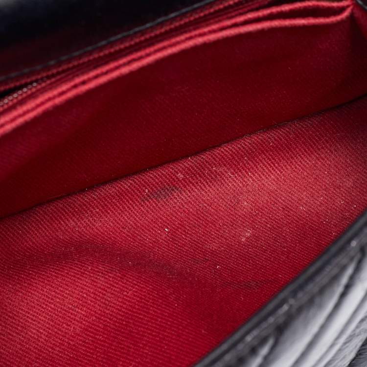 Pre Owned Chanel Black Chevron Glazed Leather Mini Coco Top Handle Bag