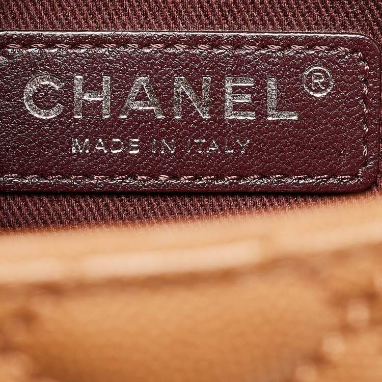 Pre Owned Chanel Brown Caviar Leather Large Quilted Coco Top Handle Bag