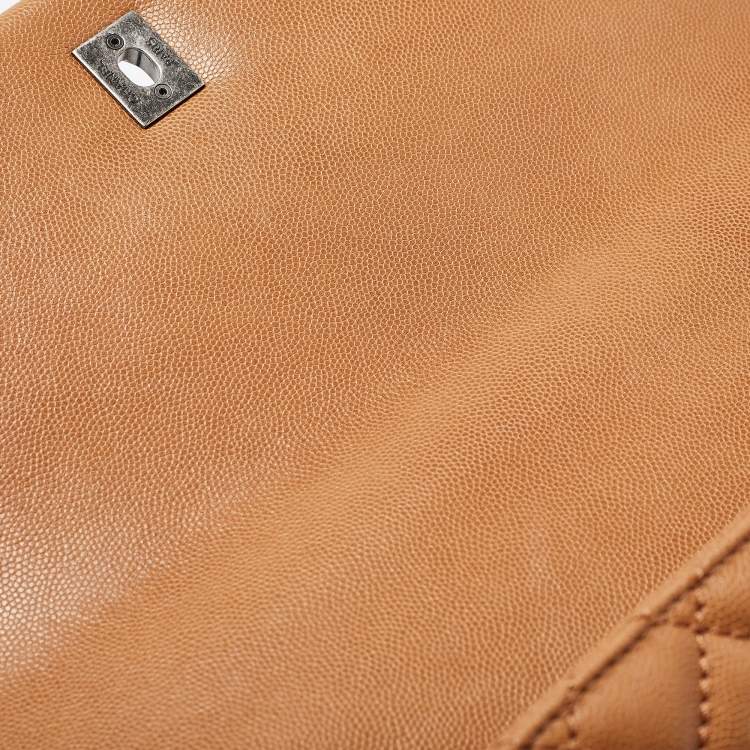 Pre Owned Chanel Brown Caviar Leather Large Quilted Coco Top Handle Bag