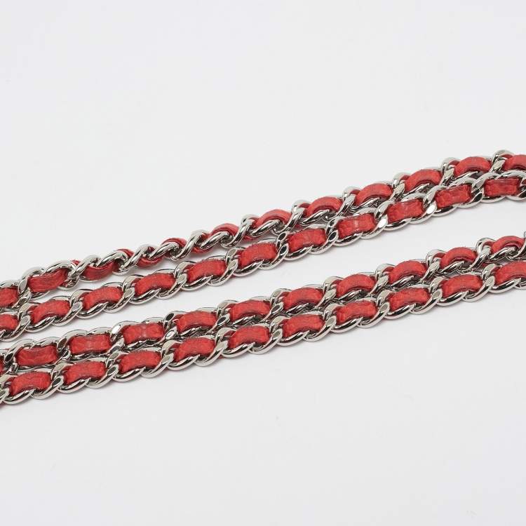 Pre Owned Chanel Coral Pink Quilted Caviar Leather CC Flap Wallet on Chain