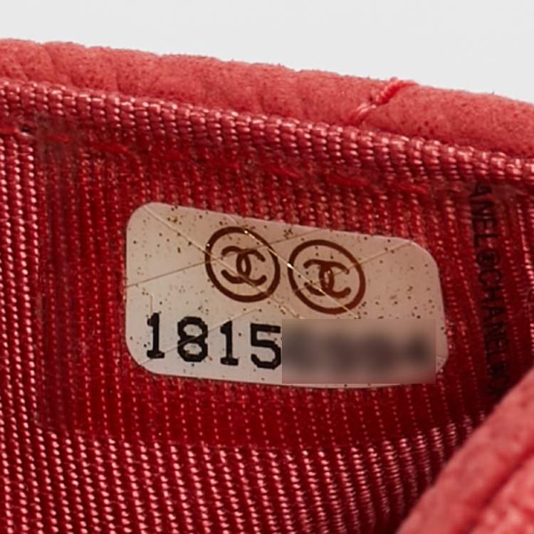 Pre Owned Chanel Coral Pink Quilted Caviar Leather CC Flap Wallet on Chain