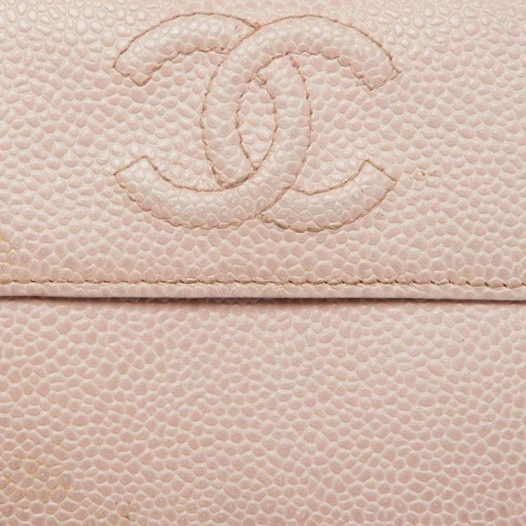 Pre Owned Chanel Pink Caviar Leather CC Compact Wallet