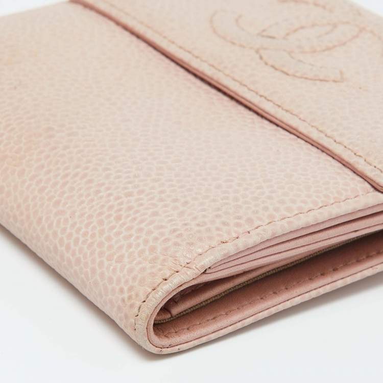 Pre Owned Chanel Pink Caviar Leather CC Compact Wallet