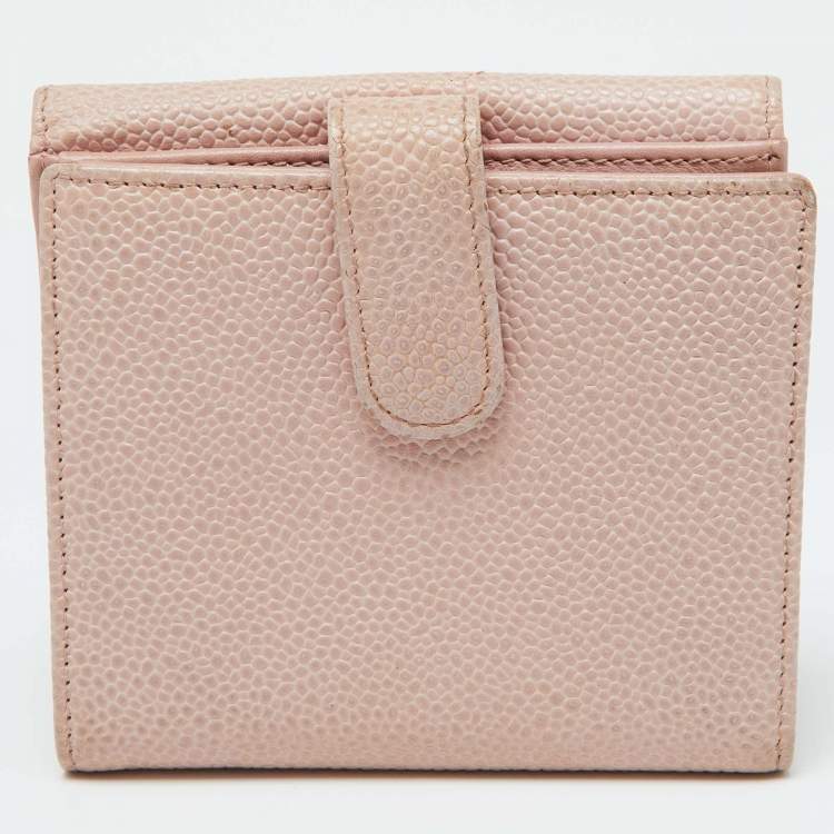 Pre Owned Chanel Pink Caviar Leather CC Compact Wallet