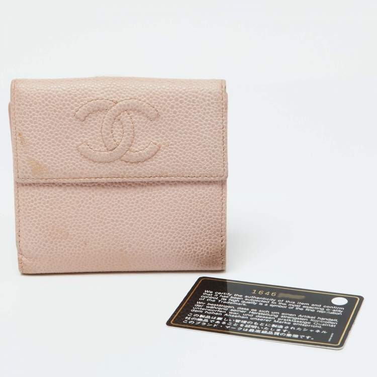 Pre Owned Chanel Pink Caviar Leather CC Compact Wallet