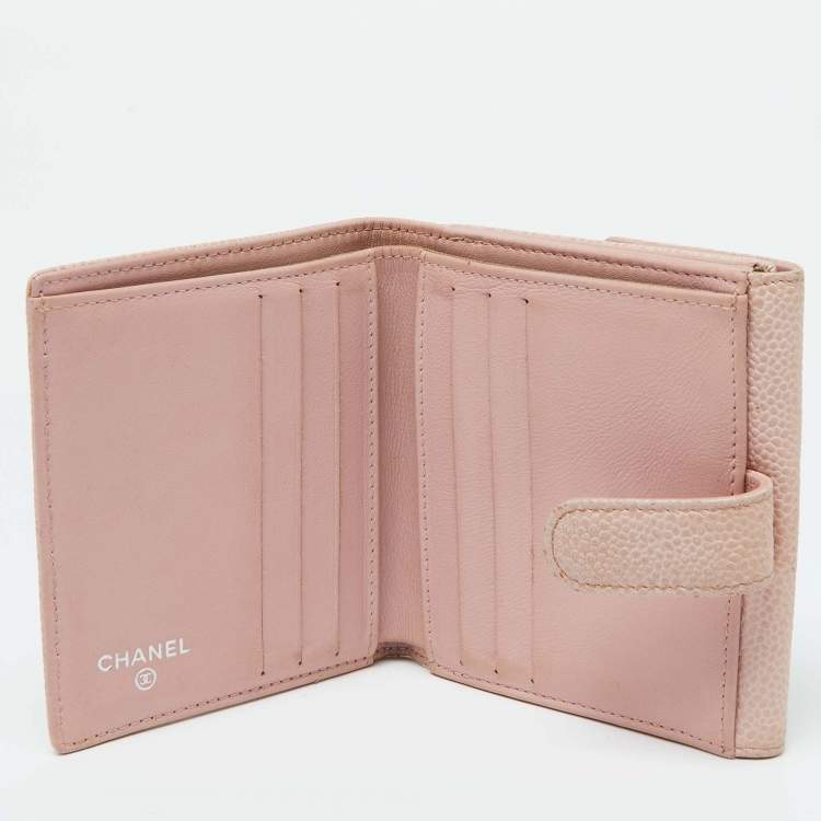Pre Owned Chanel Pink Caviar Leather CC Compact Wallet