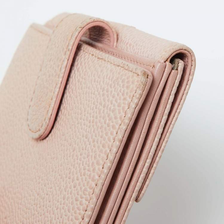 Pre Owned Chanel Pink Caviar Leather CC Compact Wallet