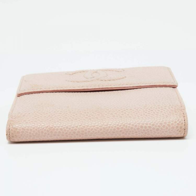 Pre Owned Chanel Pink Caviar Leather CC Compact Wallet