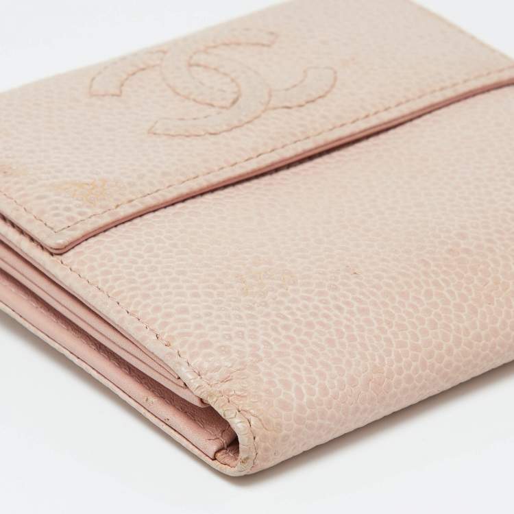 Pre Owned Chanel Pink Caviar Leather CC Compact Wallet
