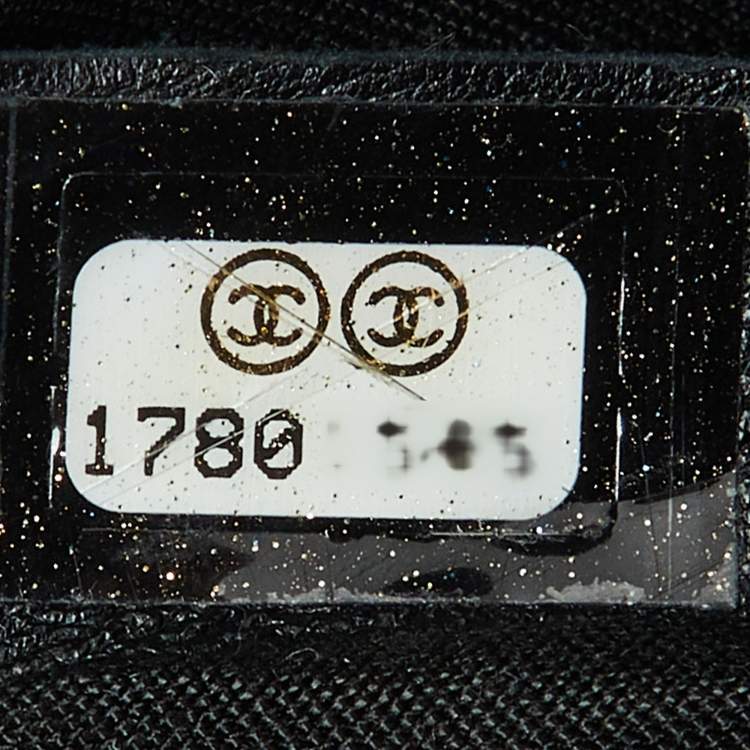 Pre Owned Chanel Black Caviar Leather Half Moon Wallet On Chain