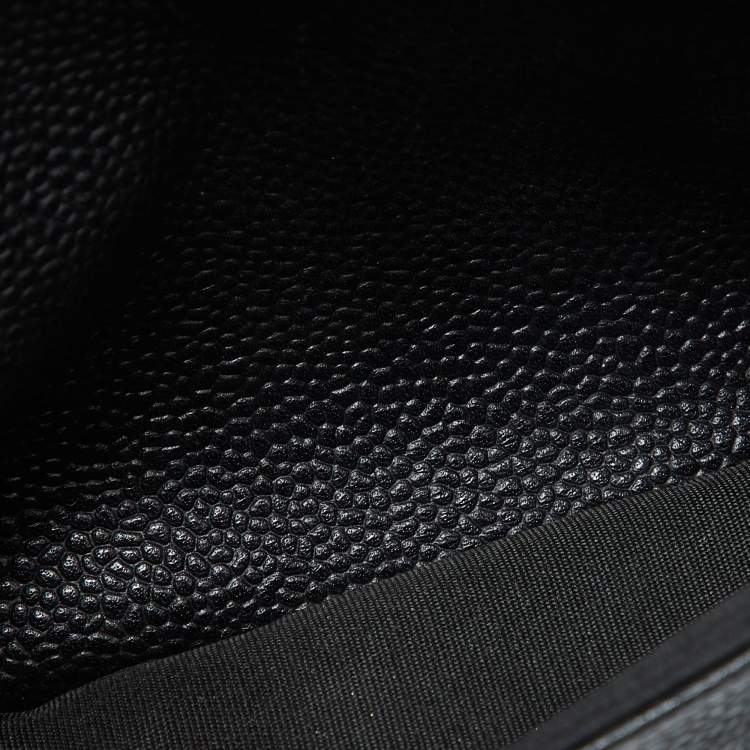 Pre Owned Chanel Black Caviar Leather Half Moon Wallet On Chain