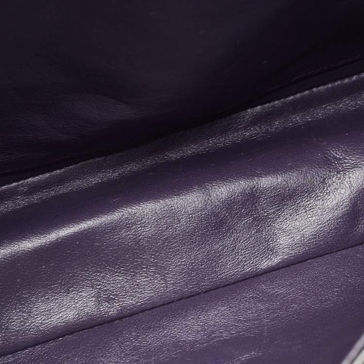 Pre Owned Chanel Plum Quilted Patent Leather Jumbo Classic Single Flap Bag