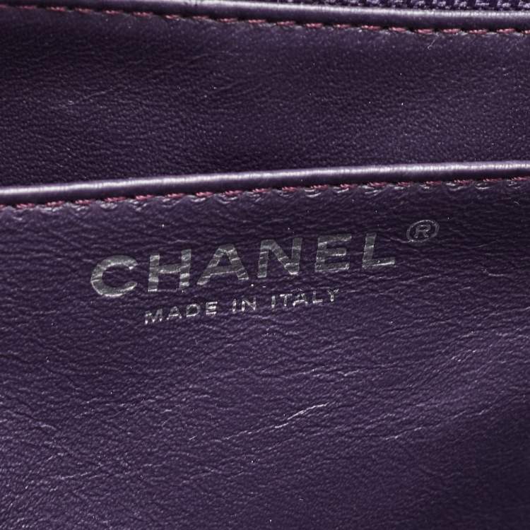 Pre Owned Chanel Plum Quilted Patent Leather Jumbo Classic Single Flap Bag