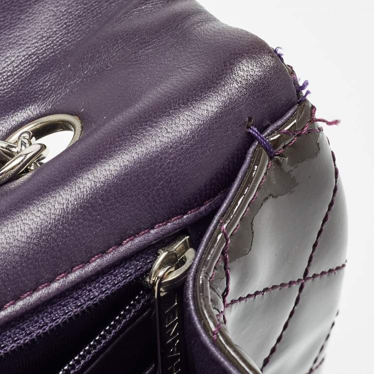 Pre Owned Chanel Plum Quilted Patent Leather Jumbo Classic Single Flap Bag