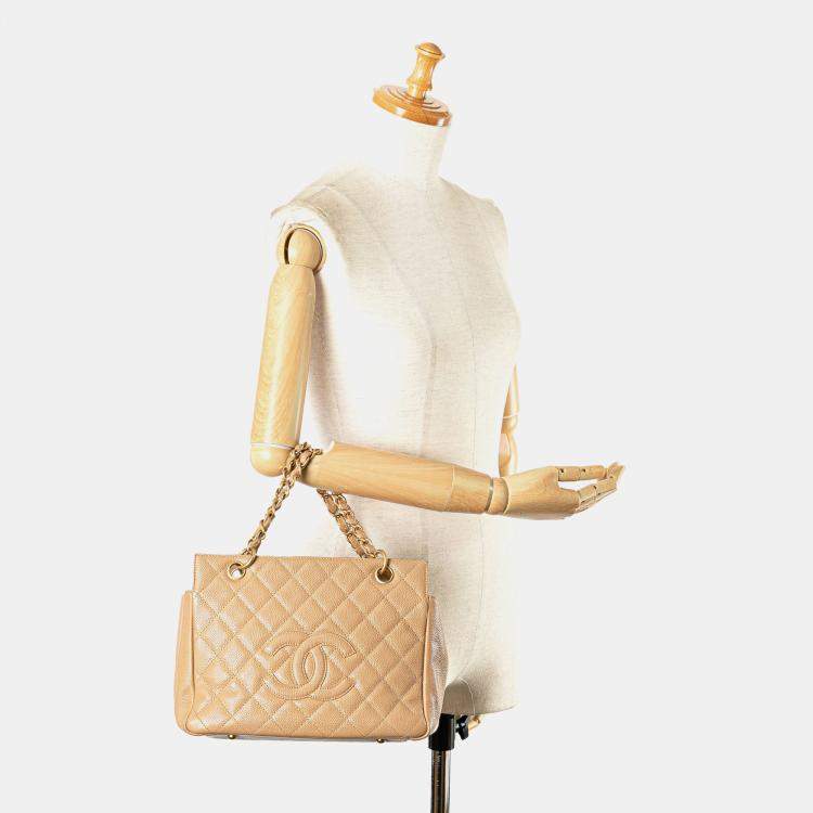 Pre Owned Chanel Petite Caviar Timeless Shopping Tote