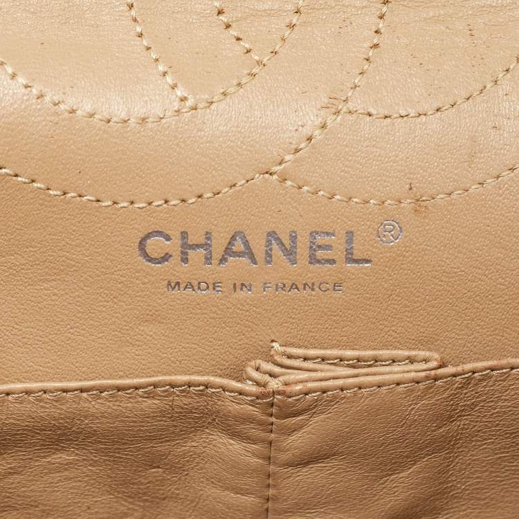 Pre Owned Chanel Gold Quilted Aged Leather Reissue 2.55 Classic 226 Flap Bag