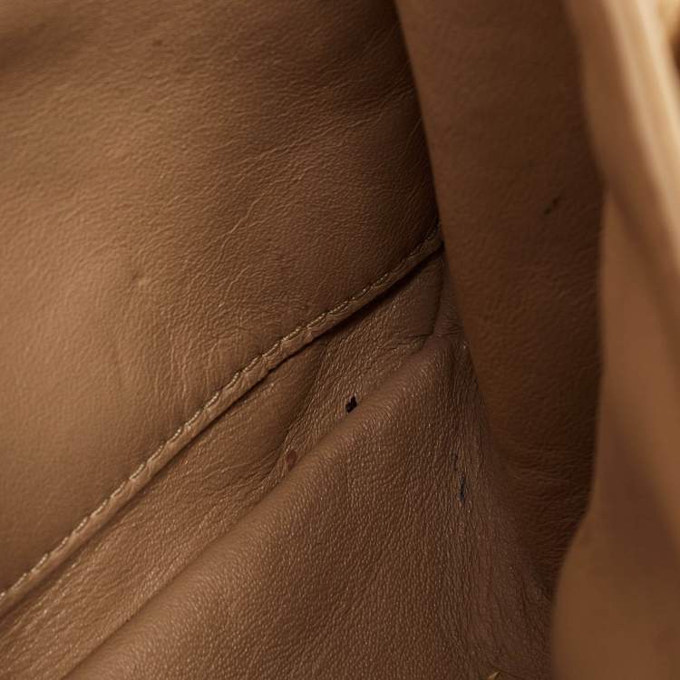 Pre Owned Chanel Gold Quilted Aged Leather Reissue 2.55 Classic 226 Flap Bag