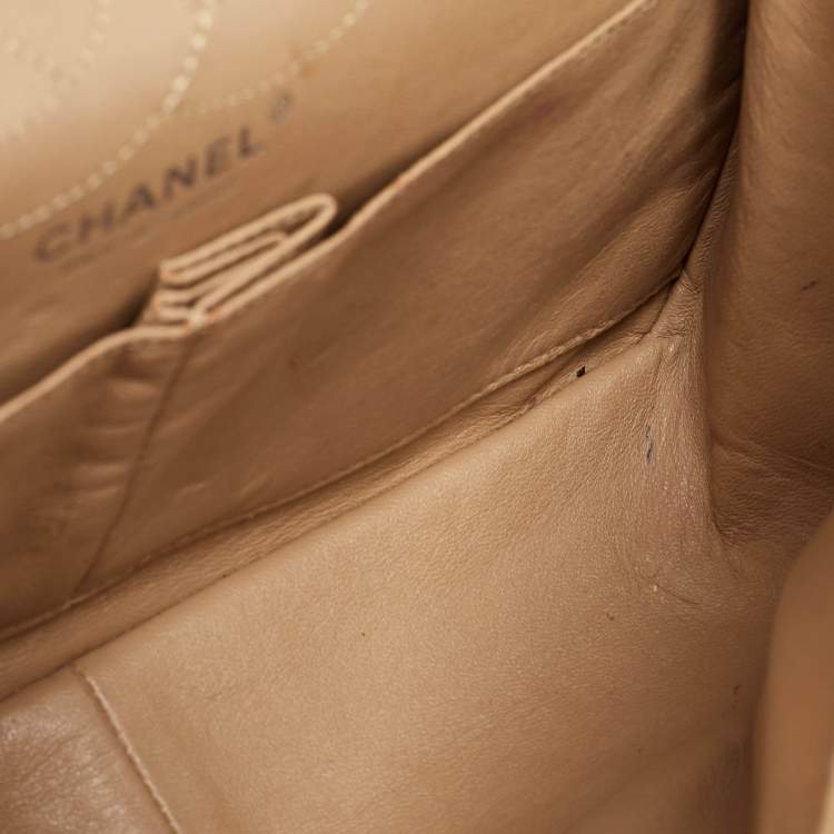 Pre Owned Chanel Gold Quilted Aged Leather Reissue 2.55 Classic 226 Flap Bag