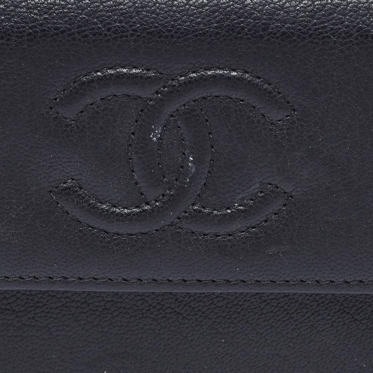 Pre Owned  Chanel Black Leather Timeless CC Flap Trifold Wallet