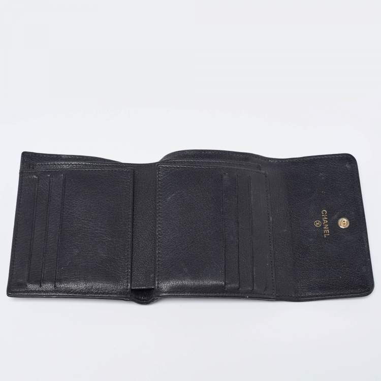 Pre Owned  Chanel Black Leather Timeless CC Flap Trifold Wallet