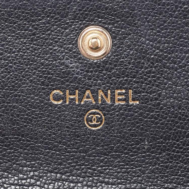 Pre Owned  Chanel Black Leather Timeless CC Flap Trifold Wallet