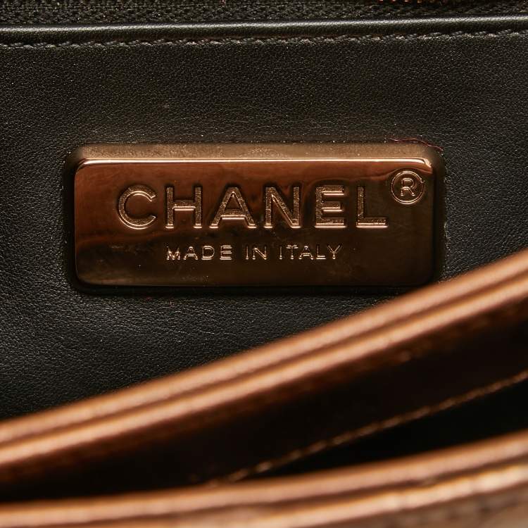 Pre Owned Chanel Rose Gold Python and Leather Medium Perfect Edge Flap Bag