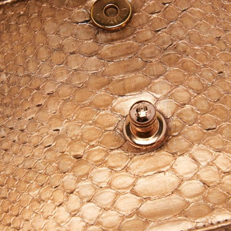 Pre Owned Chanel Rose Gold Python and Leather Medium Perfect Edge Flap Bag