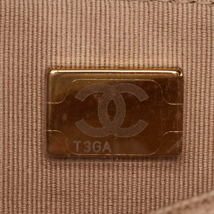 Pre Owned Chanel Beige Quilted Caviar Leather CC Wallet on Chain 
