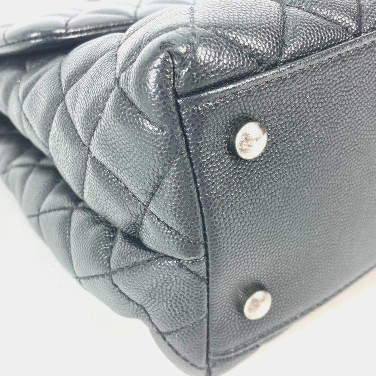 Pre Owned Chanel Black Leather Medium Coco Handle Top Handle Bag