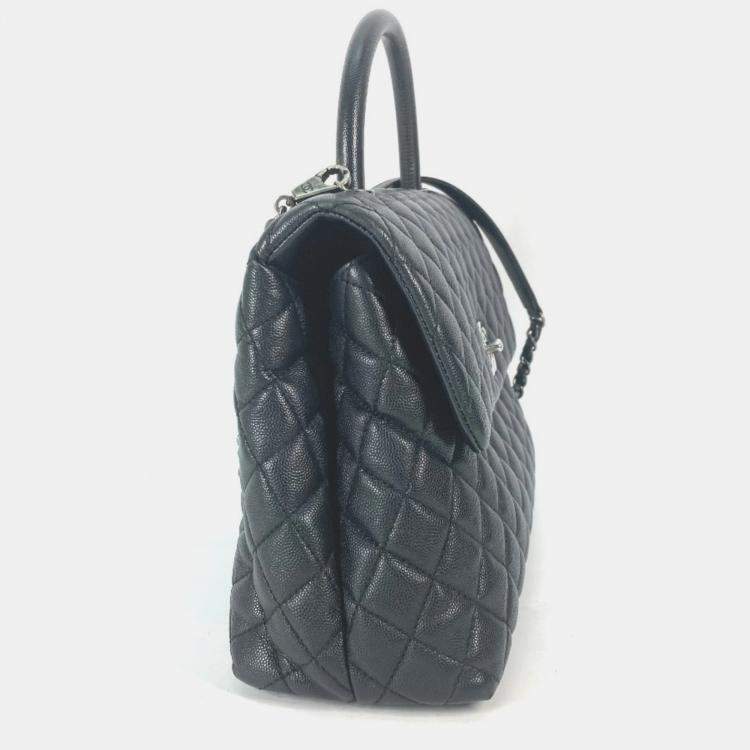 Pre Owned Chanel Black Leather Medium Coco Handle Top Handle Bag