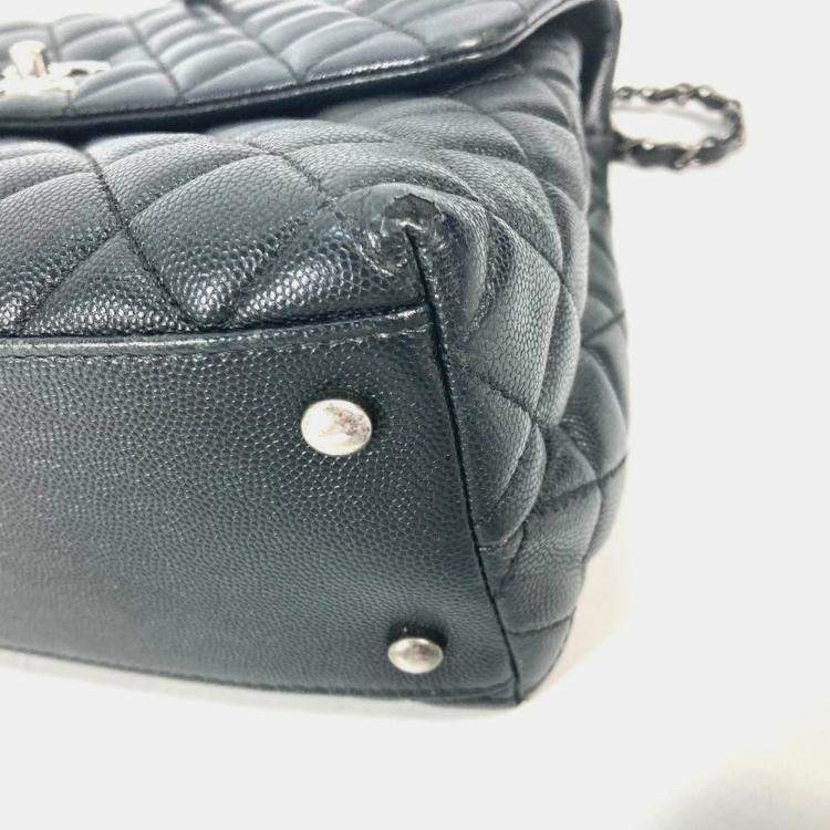Pre Owned Chanel Black Leather Medium Coco Handle Top Handle Bag