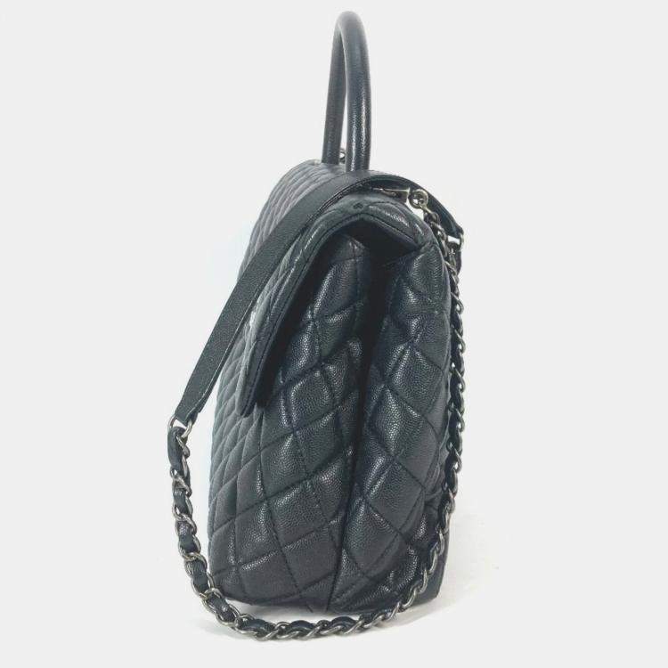 Pre Owned Chanel Black Leather Medium Coco Handle Top Handle Bag