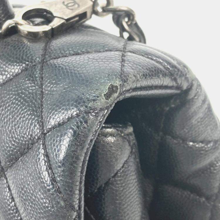 Pre Owned Chanel Black Leather Medium Coco Handle Top Handle Bag