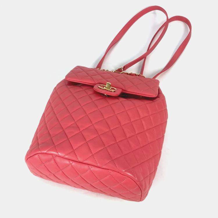 Pre Owned Chanel Pink Leather Small Urban Spirit Backpacks