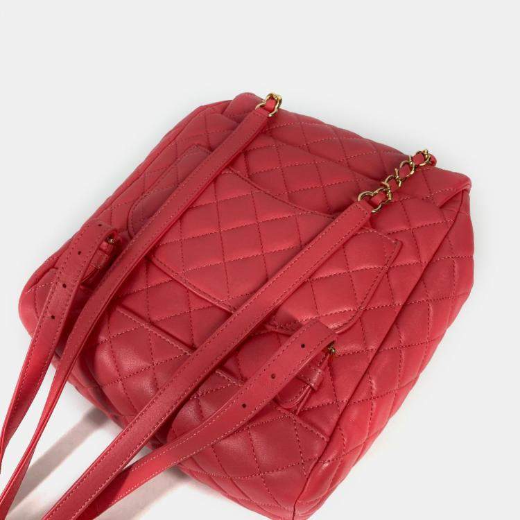 Pre Owned Chanel Pink Leather Small Urban Spirit Backpacks