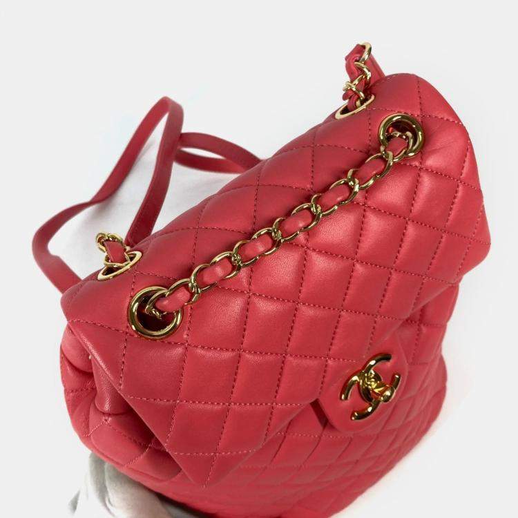 Pre Owned Chanel Pink Leather Small Urban Spirit Backpacks