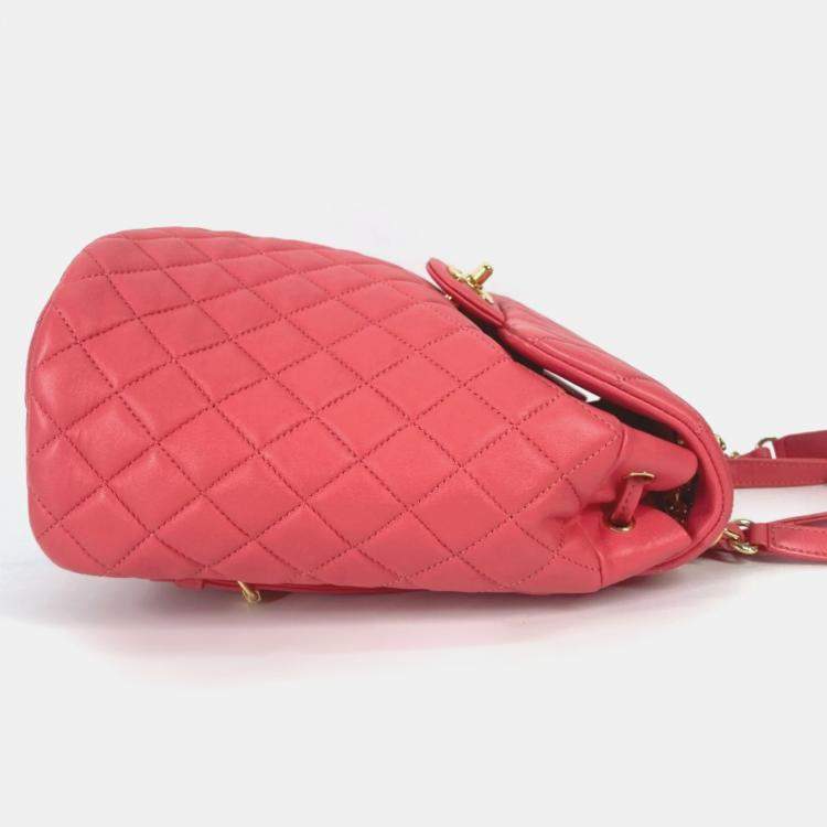 Pre Owned Chanel Pink Leather Small Urban Spirit Backpacks